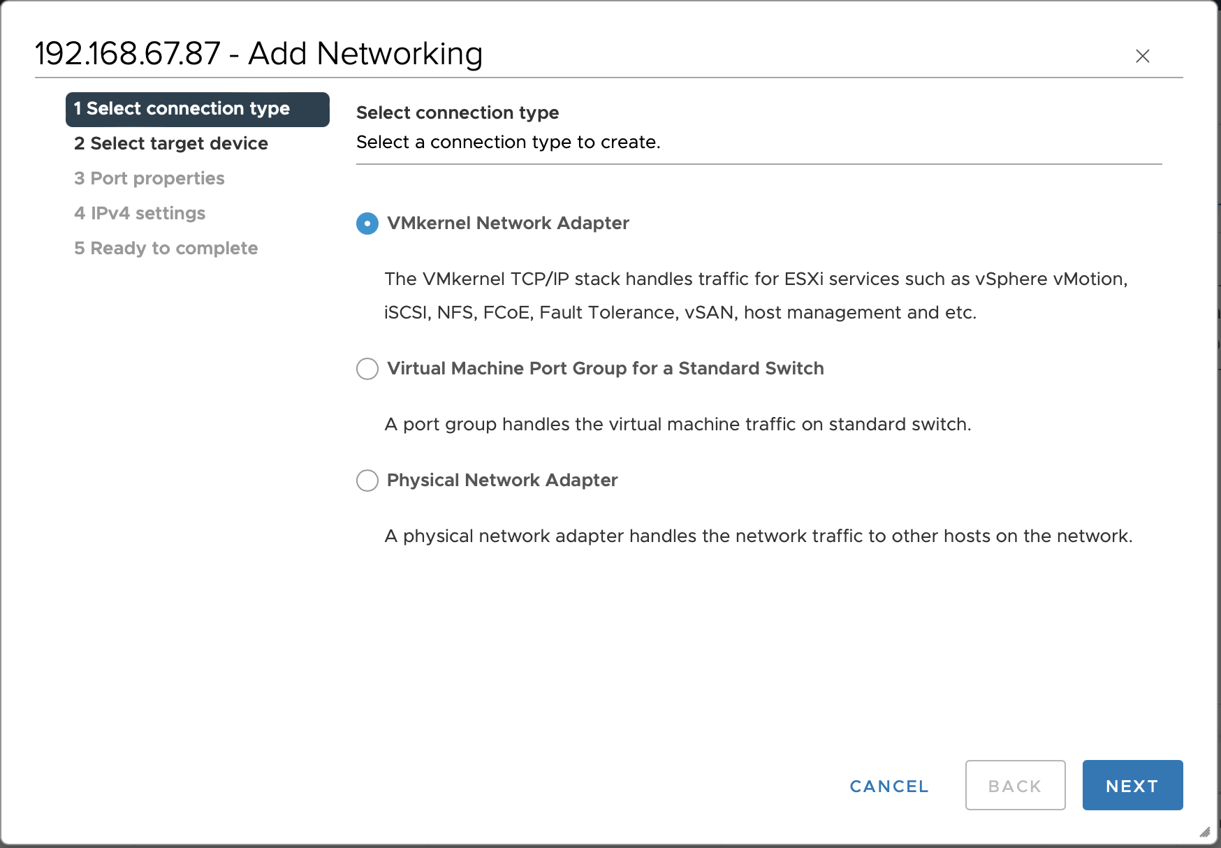 Creating a new vSphere Standard Switch | Deploying an Arcfra Cloud ...