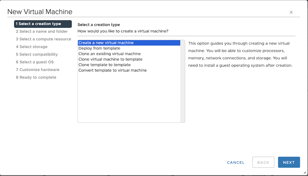 Creating a new virtual machine on an ESXi host | Deploying an Arcfra ...