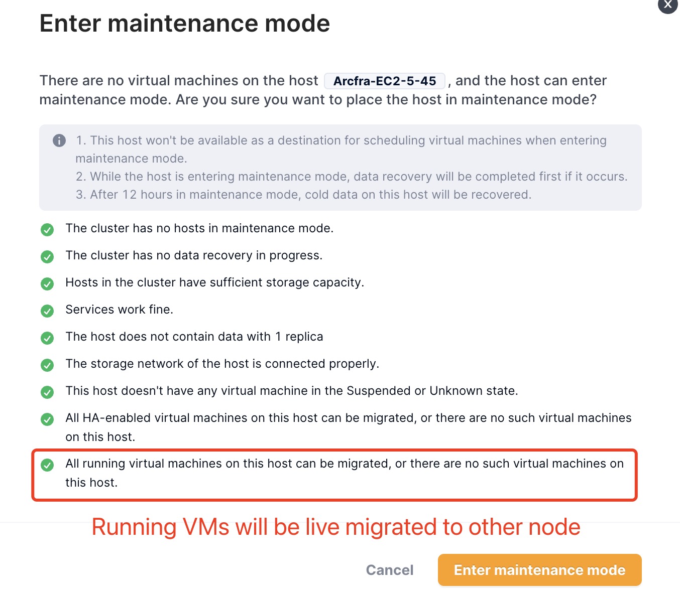 Host Maintenance Mode | quick start guide | Arcfra Docs