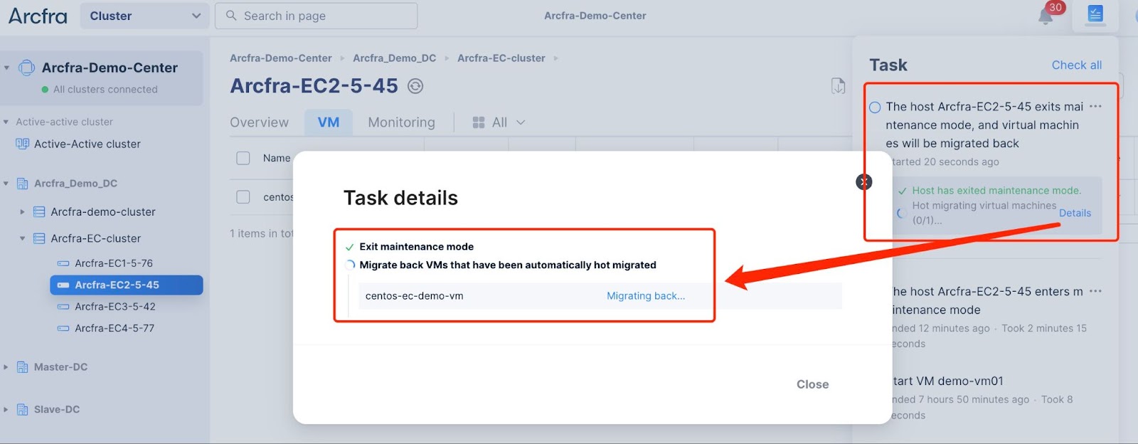 Host Maintenance Mode | quick start guide | Arcfra Docs