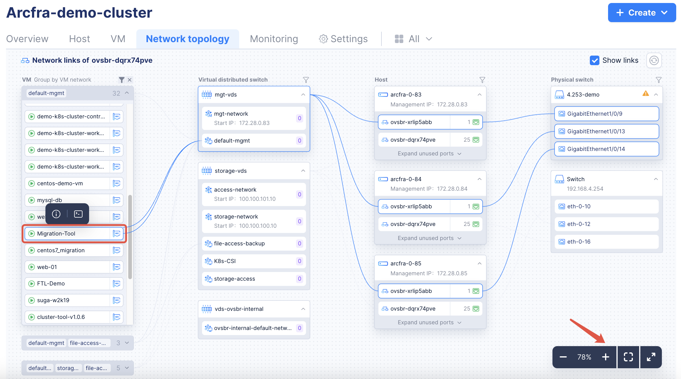 Network topology view | quick start guide | Arcfra Docs